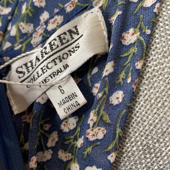 Shareen Collection Bohemian Blue Floral Maxi Dress Womens Size 6 - Picture 6 of 10